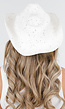 Witte Hoed met Gouden Pailletten en Bruin Aantrekkoord