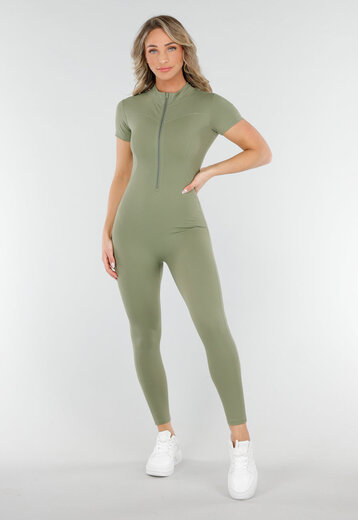 Khaki Groen Stretch Sport Jumpsuit