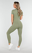 Khaki Groen Stretch Sport Jumpsuit met Ritsluiting
