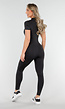 Zwarte Stretch Jumpsuit met Ritsluiting en Opstaande Kraag