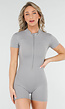 Grijze Stretch Sport Playsuit met Ritssluiting