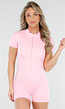 Lichtroze Stretch Sport Playsuit met Ritssluiting