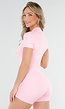 Lichtroze Stretch Sport Playsuit met Ritssluiting