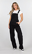 Zwarte Mouwloze Jumpsuit met Bretels en Knoopsluiting