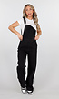 Zwarte Mouwloze Jumpsuit met Bretels en Knoopsluiting