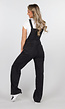 Zwarte Mouwloze Jumpsuit met Bretels en Knoopsluiting