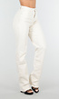 Beige Stretch Straight Leg Jeans Tall met Gerafelde Onderkant
