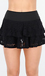 Zwarte Gelaagde Skort van Kant  met Ruffles en Brede Tailleband