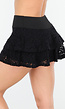 Zwarte Gelaagde Skort van Kant  met Ruffles en Brede Tailleband