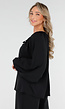 Zwart Geknoopte Blouse met V-hals en Lange Mouwen