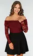 Elegante Kanten Body met Lange Mouwen in Bordeaux