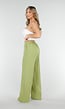 High Waist Olijfgroene Broek met een Linnenlook