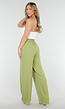 High Waist Olijfgroene Broek met een Linnenlook