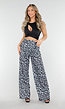 High Waist Leopard Print Linnelook Broek met Steekzakken