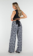 High Waist Leopard Print Linnelook Broek met Steekzakken