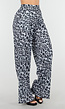High Waist Leopard Print Linnelook Broek met Steekzakken