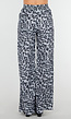High Waist Leopard Print Linnelook Broek met Steekzakken