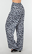 High Waist Leopard Print Linnelook Broek met Steekzakken