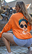 Oranje Koningsdag Sweater Dames met Queen Bae Print