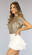 Pailletten Top met Korte Mouw Goud