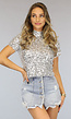 Glitter Top met Hoge Halslijn Zilver