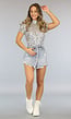 Glitter Top met Hoge Halslijn Zilver