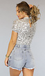 Glitter Top met Hoge Halslijn Zilver