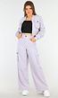 Paarse Tweedelige Set met een Bomberjas een Cargo Broek