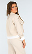 Beige Tweedelige Set met Blouse Detail en Tailleband