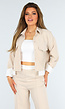 Beige Tweedelige Set met Blouse Detail en Tailleband