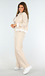 Beige Tweedelige Set met Blouse Detail en Tailleband