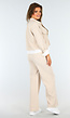 Beige Tweedelige Set met Blouse Detail en Tailleband