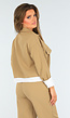 Tweedelige Camel Set met Elastische Tailleband en Blouse Detail