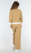 Tweedelige Camel Set met Elastische Tailleband en Blouse Detail
