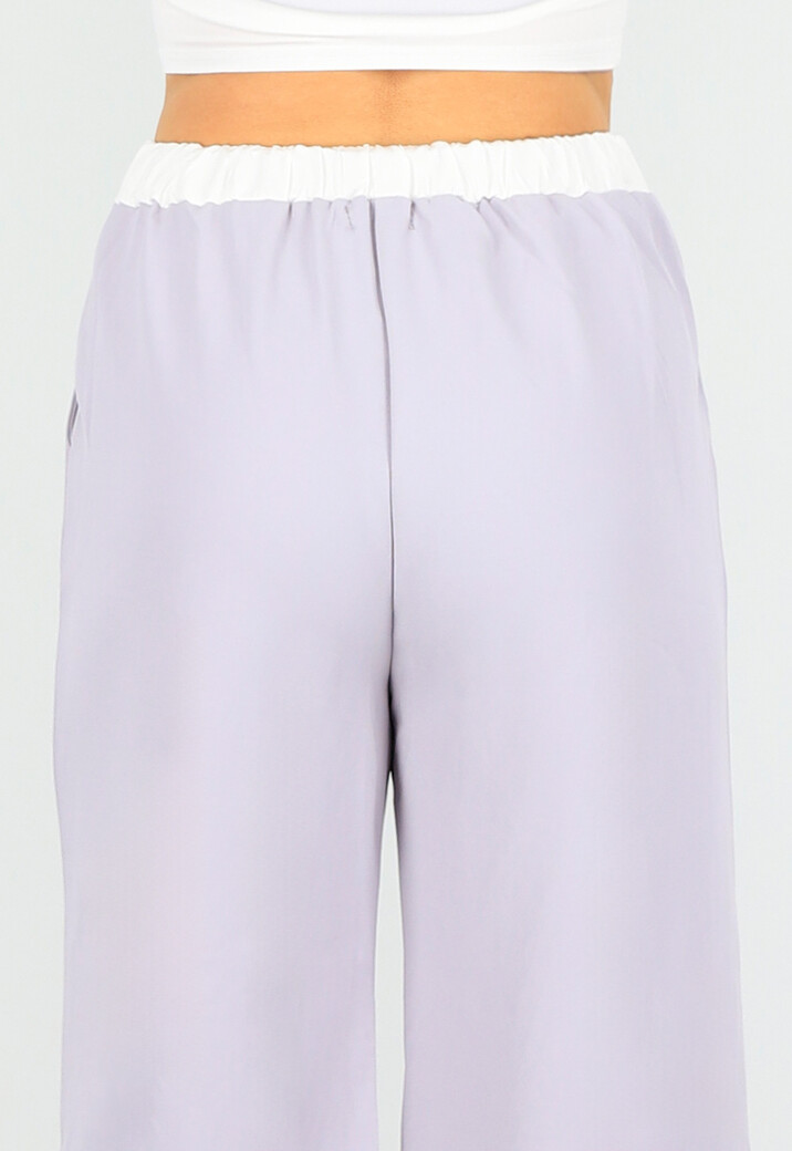 Tweedelige Paarse Set met Jasje en High Waist Broek