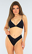 Zwart High Waist Bikinibroekje met Overslag Detail