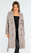 Taupe Trenchcoat met Knoopsluiting en Gespjes