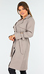 Taupe Trenchcoat met Knoopsluiting en Gespjes