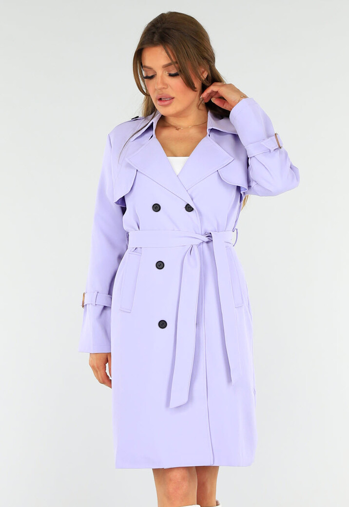 Lila Trenchcoat met Knoopsluiting