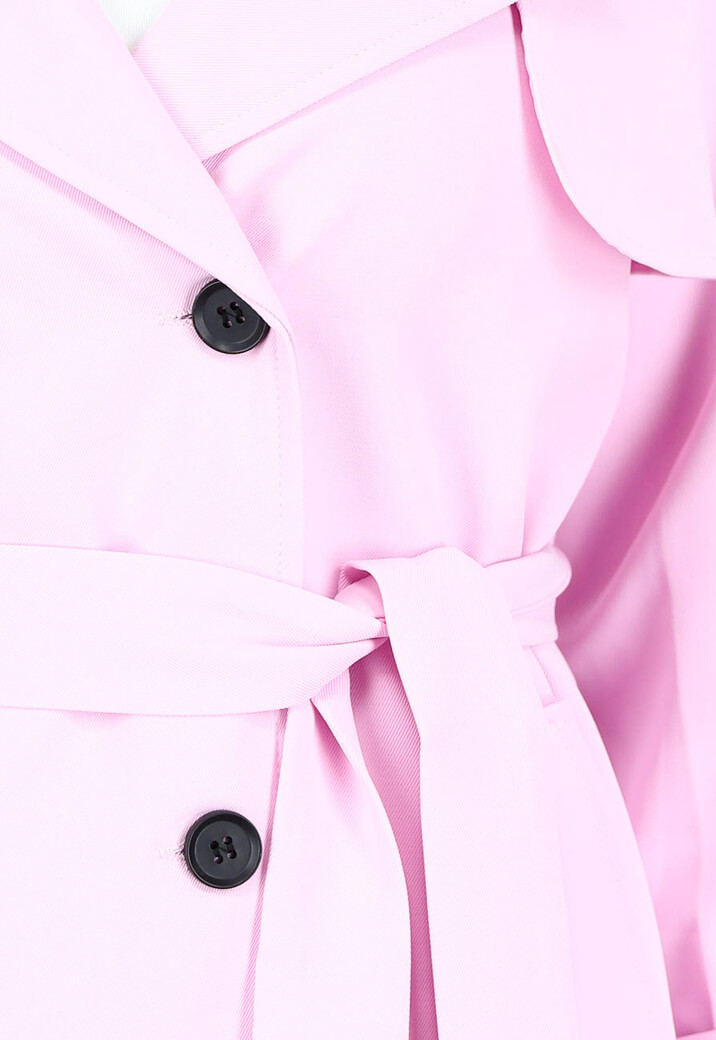 Felroze Trenchcoat met Gesp Detail en Knoop- en Striksluiting