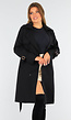 Zwarte Trenchcoat met Knoopsluiting en Gespjes