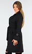 Zwarte Trenchcoat met Knoopsluiting en Gespjes