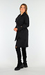 Zwarte Trenchcoat met Knoopsluiting en Gespjes