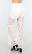 Witte Kanten Lange Broek met Ingewerkt Broekje en Tailleband