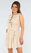 Beige Linnenlook Mouwloos Jurkje met Striksluiting
