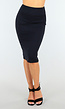 Aansluitende Stretch Zwarte Kokerrok met Split over Knie