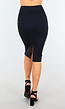 Aansluitende Stretch Zwarte Kokerrok met Split over Knie