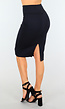 Aansluitende Stretch Zwarte Kokerrok met Split over Knie