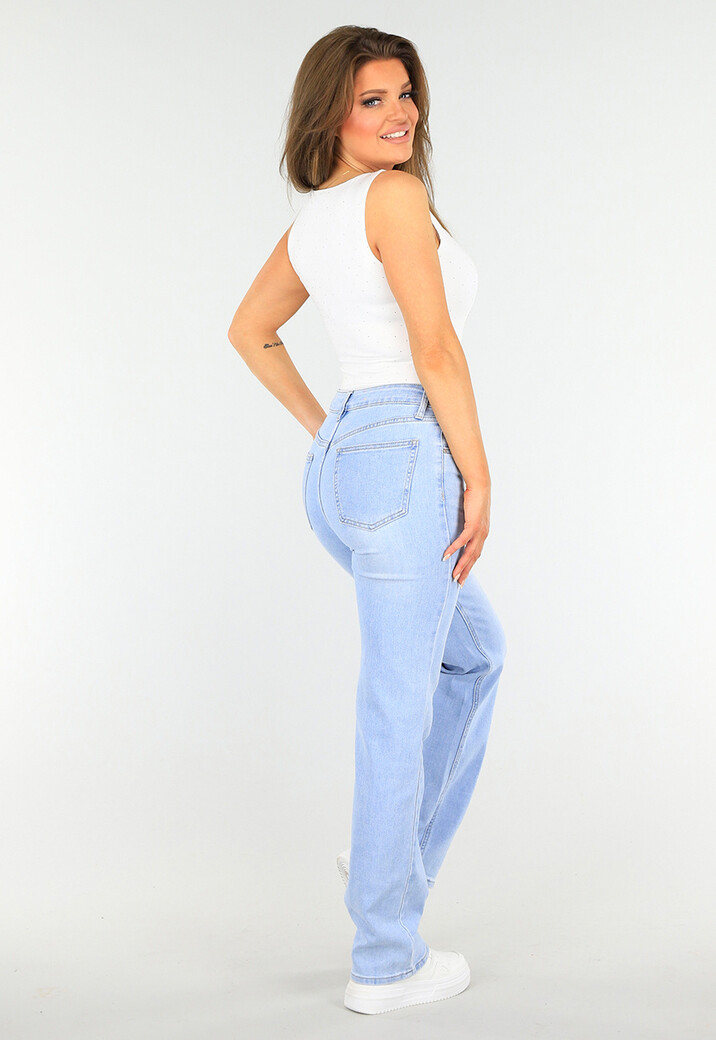 Witte Top met Strass Steentjes en Vierkante Hals