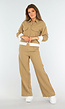 Tweedelige Camel Set met Elastische Tailleband en Blouse Detail
